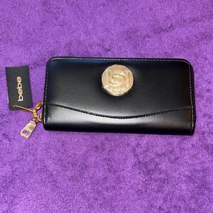 Bebe Black Wallet with Gold Accents